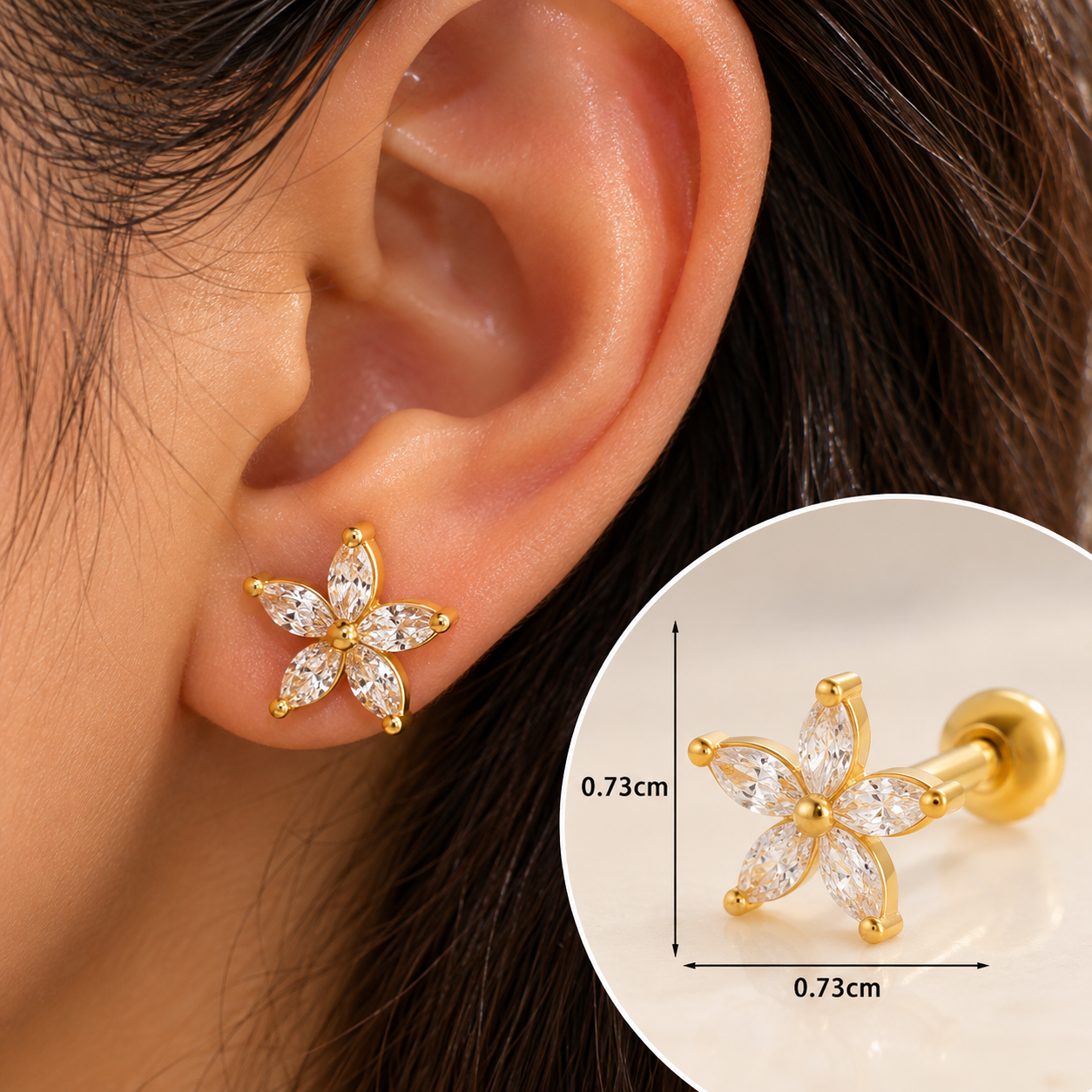 Boucles d’Oreilles Cœur Élégance – Zircon Brillant & Finition Dorée