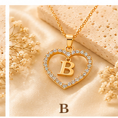 Collier Initiale Cœur Doré Femme – Acier Inoxydable