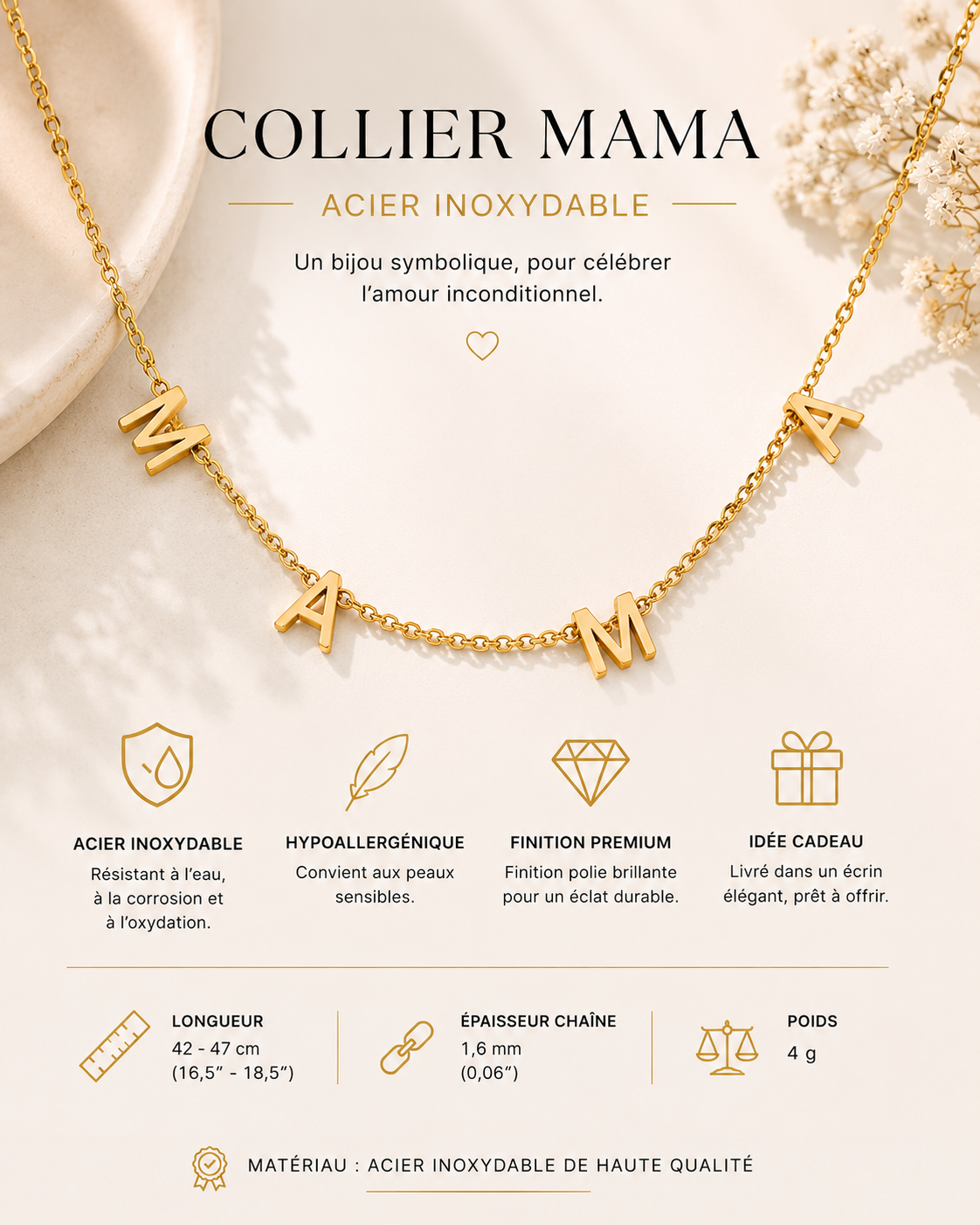 Collier MAMA – Un symbole d’amour à porter chaque jour