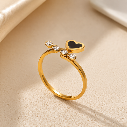 Bague Ajustable Élégance Dorée – Acier Inoxydable & Zircons