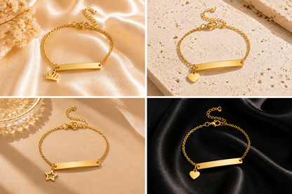 Bracelet Plaque Doré – Charm Élégant