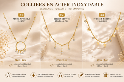 Collier Doré Zircon – Élégance Géométrique