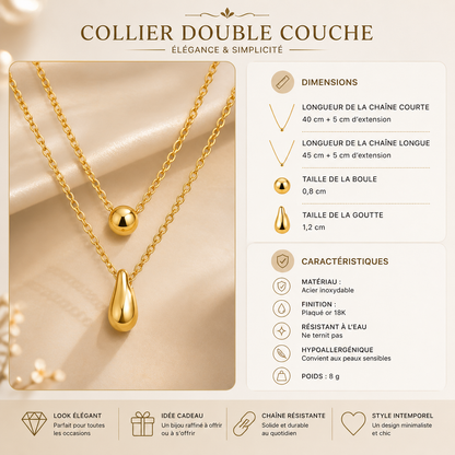 Collier Double Couche en Acier Inoxydable – Élégance Minimaliste