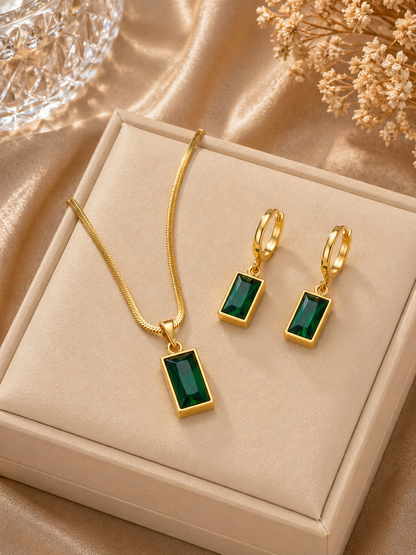 Parure Bijoux Dorée en Acier Inoxydable – Collier, Boucles d’Oreilles, Bracelet et Bague