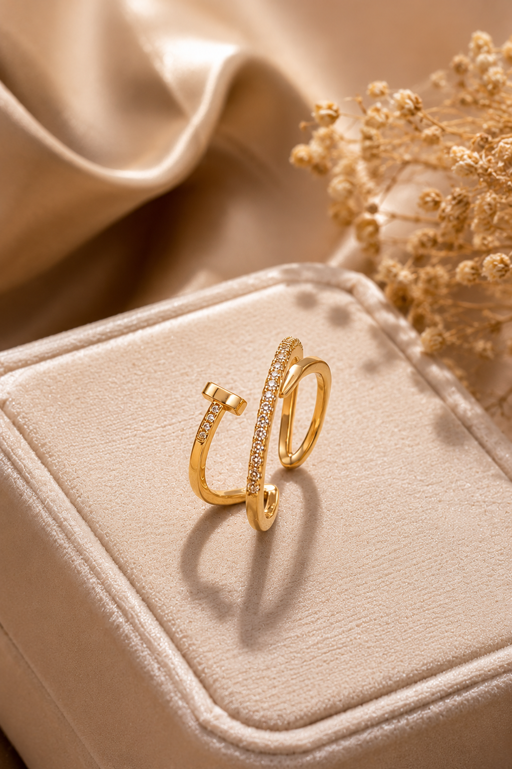 Bague Ajustable Perles & Zircons – Élégance Intemporelle