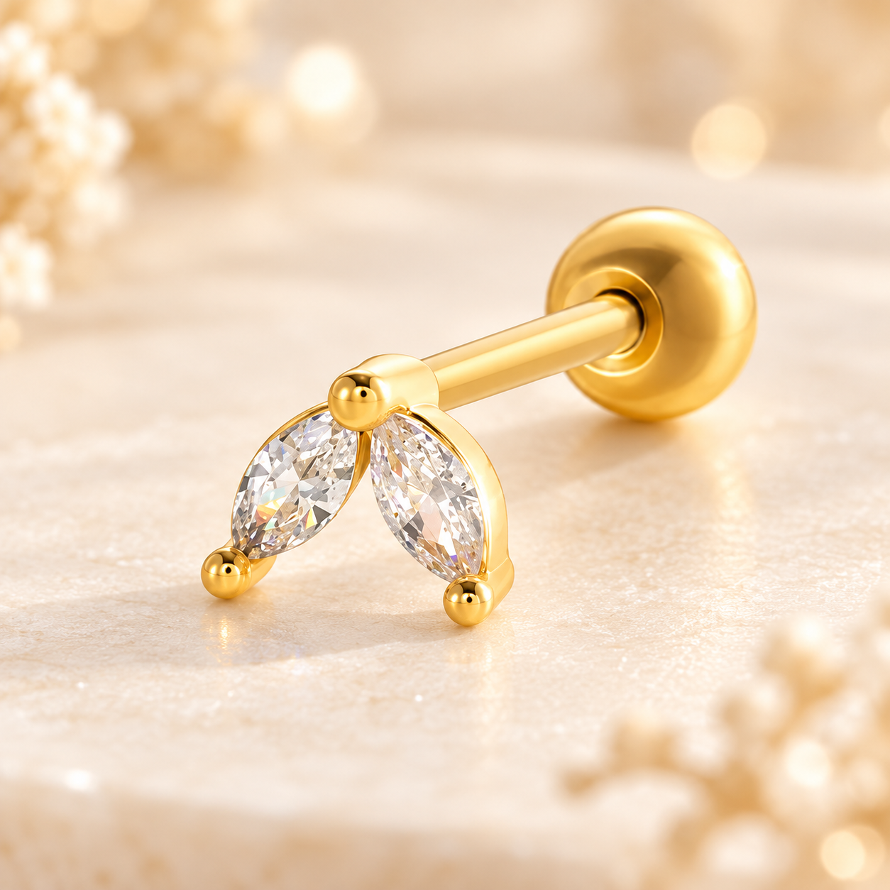 Boucles d’Oreilles Cœur Élégance – Zircon Brillant & Finition Dorée
