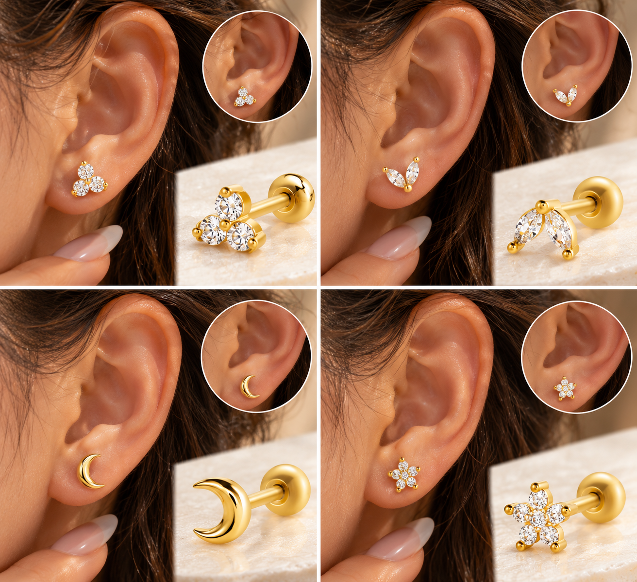 Boucles d’Oreilles Cœur Élégance – Zircon Brillant & Finition Dorée
