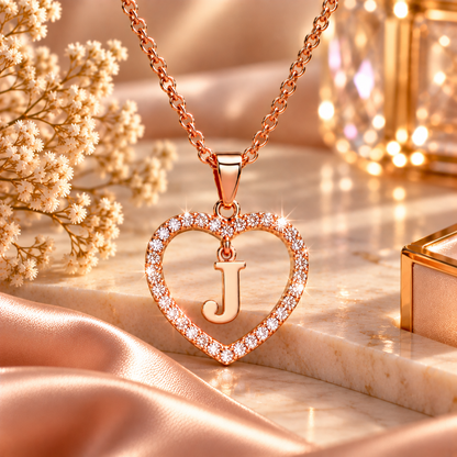 Collier Initiale Cœur Doré Femme – Acier Inoxydable
