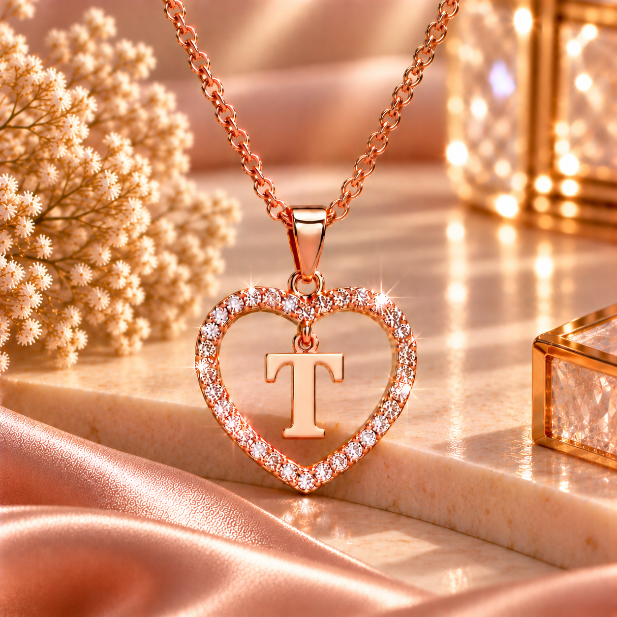 Collier Initiale Cœur Doré Femme – Acier Inoxydable