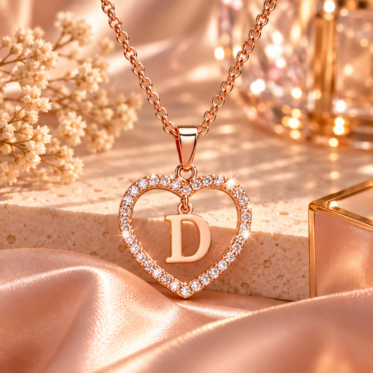 Collier Initiale Cœur Doré Femme – Acier Inoxydable