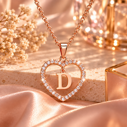 Collier Initiale Cœur Doré Femme – Acier Inoxydable