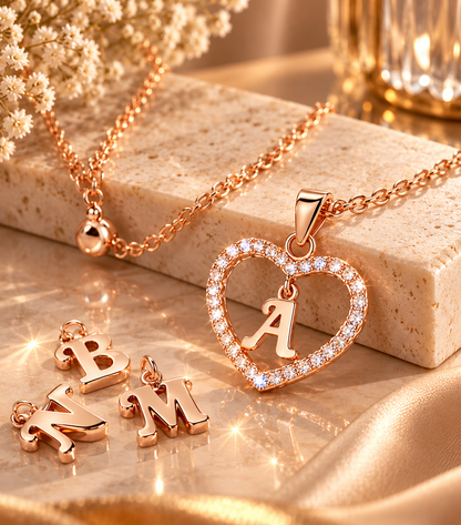 Collier Initiale Cœur Doré Femme – Acier Inoxydable