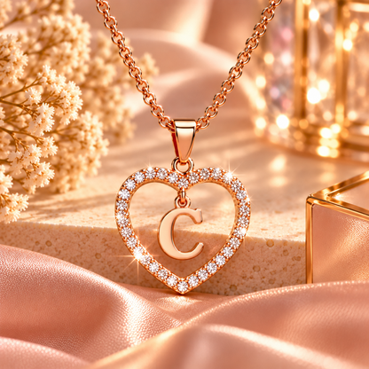 Collier Initiale Cœur Doré Femme – Acier Inoxydable
