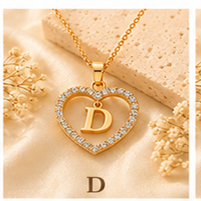 Collier Initiale Cœur Doré Femme – Acier Inoxydable