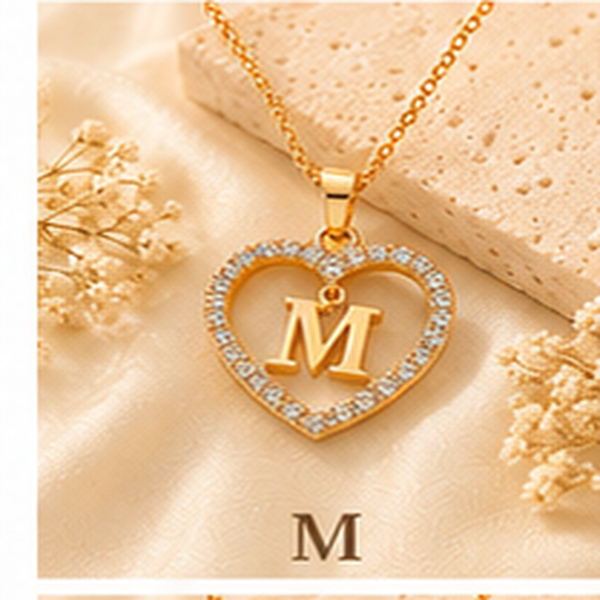 Collier Initiale Cœur Doré Femme – Acier Inoxydable