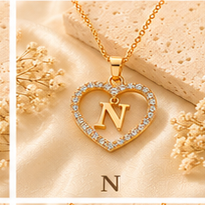 Collier Initiale Cœur Doré Femme – Acier Inoxydable