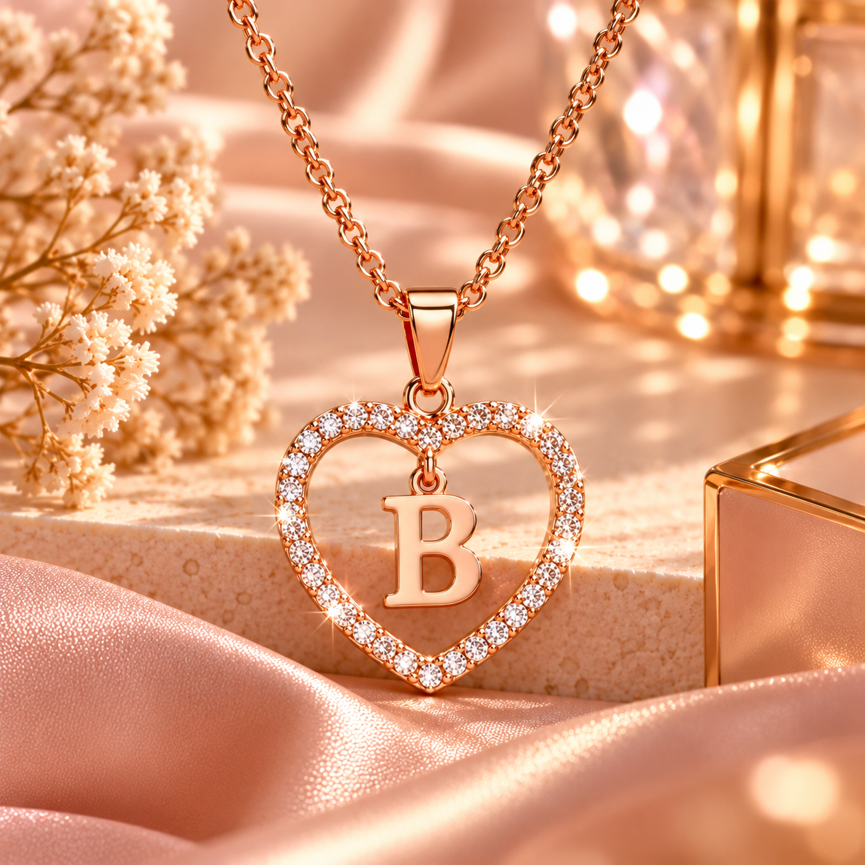 Collier Initiale Cœur Doré Femme – Acier Inoxydable