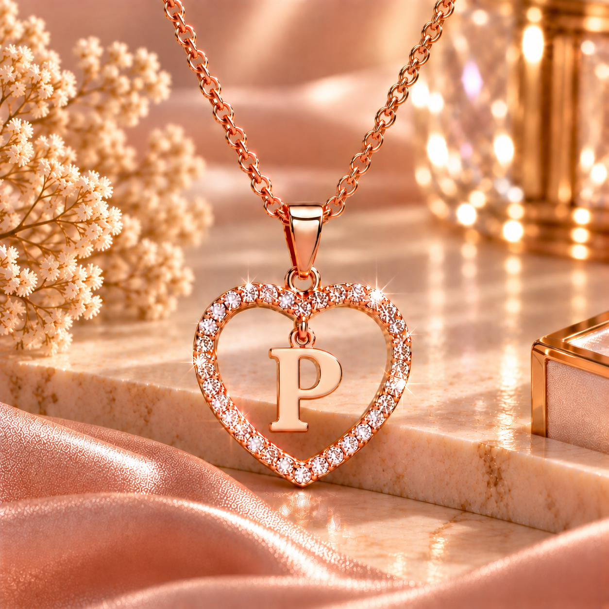 Collier Initiale Cœur Doré Femme – Acier Inoxydable