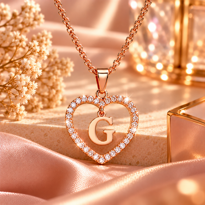 Collier Initiale Cœur Doré Femme – Acier Inoxydable