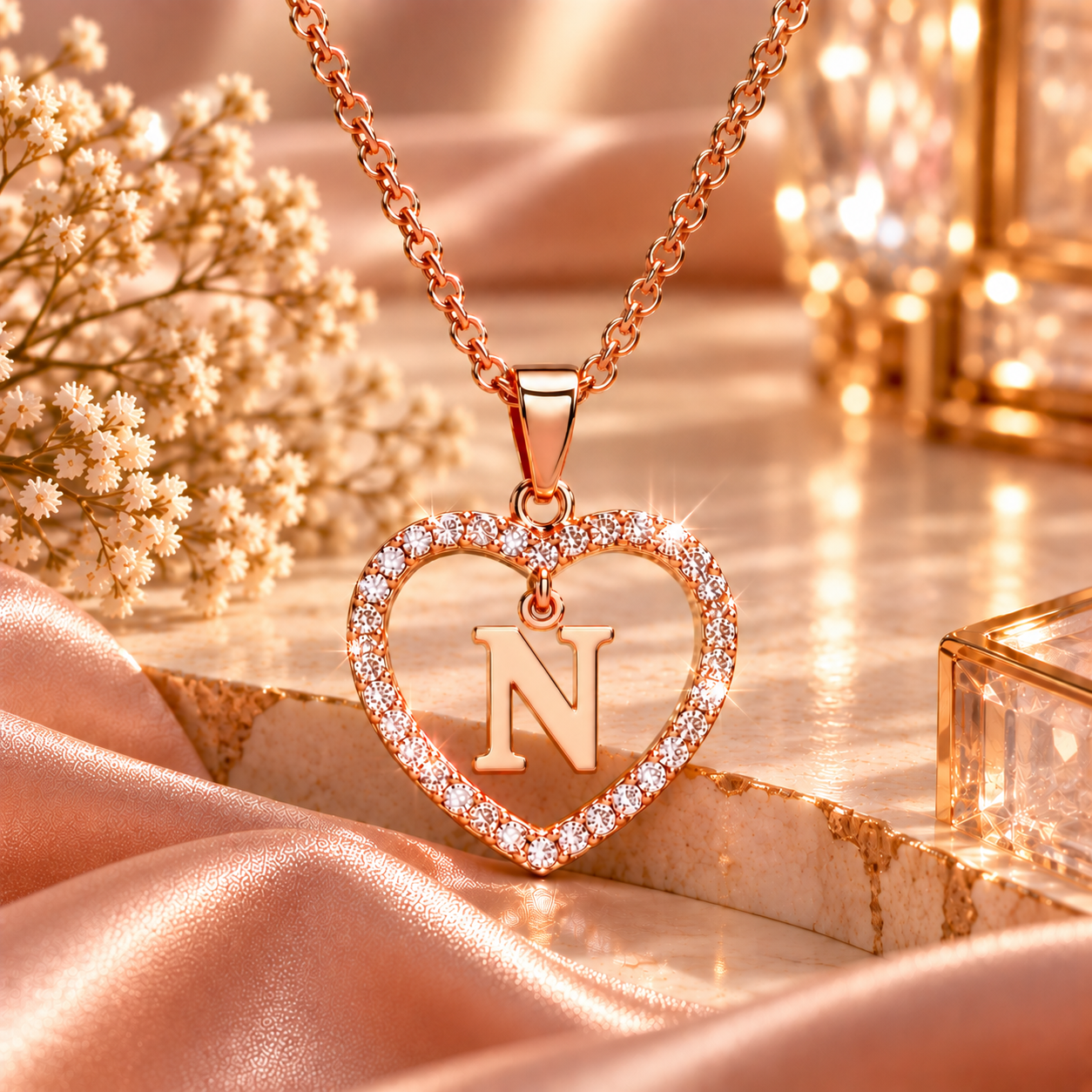 Collier Initiale Cœur Doré Femme – Acier Inoxydable