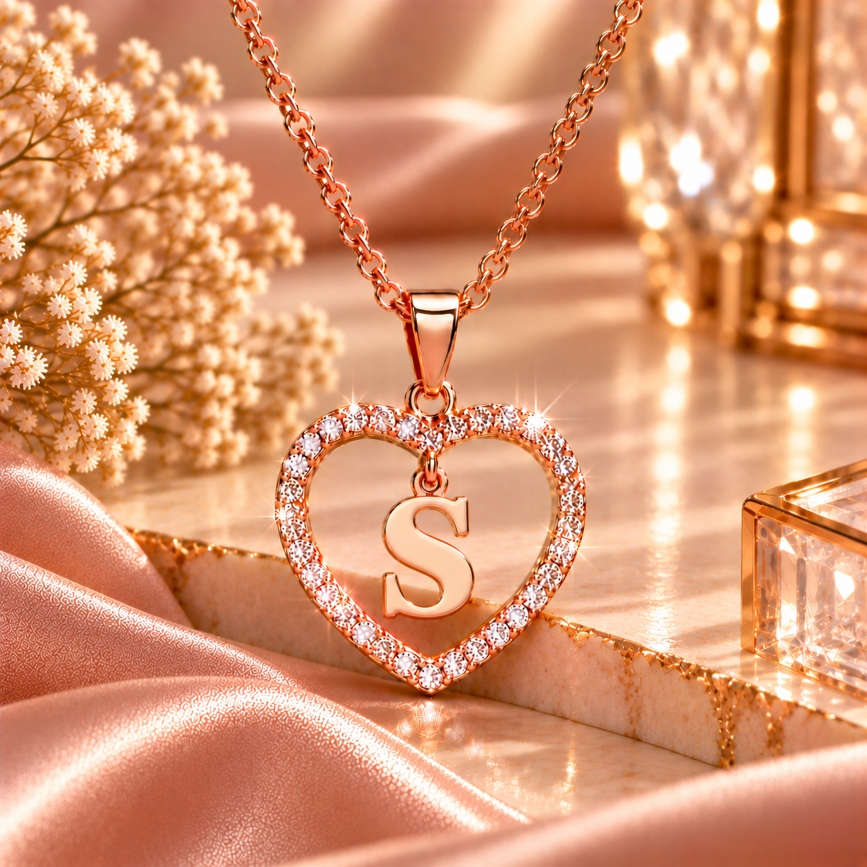 Collier Initiale Cœur Doré Femme – Acier Inoxydable