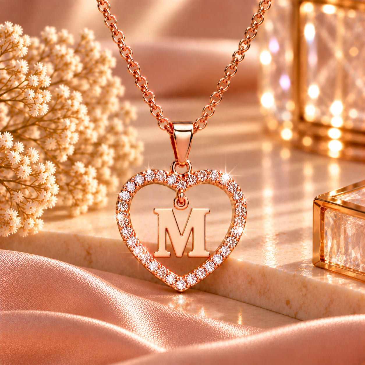 Collier Initiale Cœur Doré Femme – Acier Inoxydable