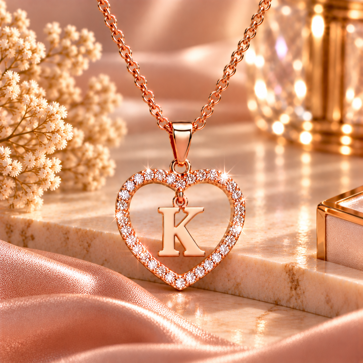 Collier Initiale Cœur Doré Femme – Acier Inoxydable