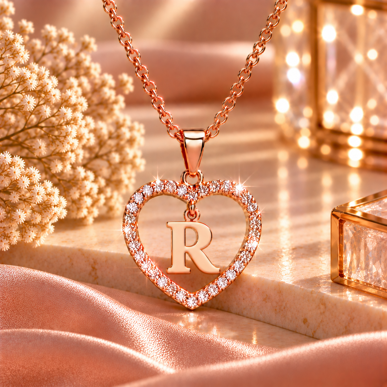 Collier Initiale Cœur Doré Femme – Acier Inoxydable