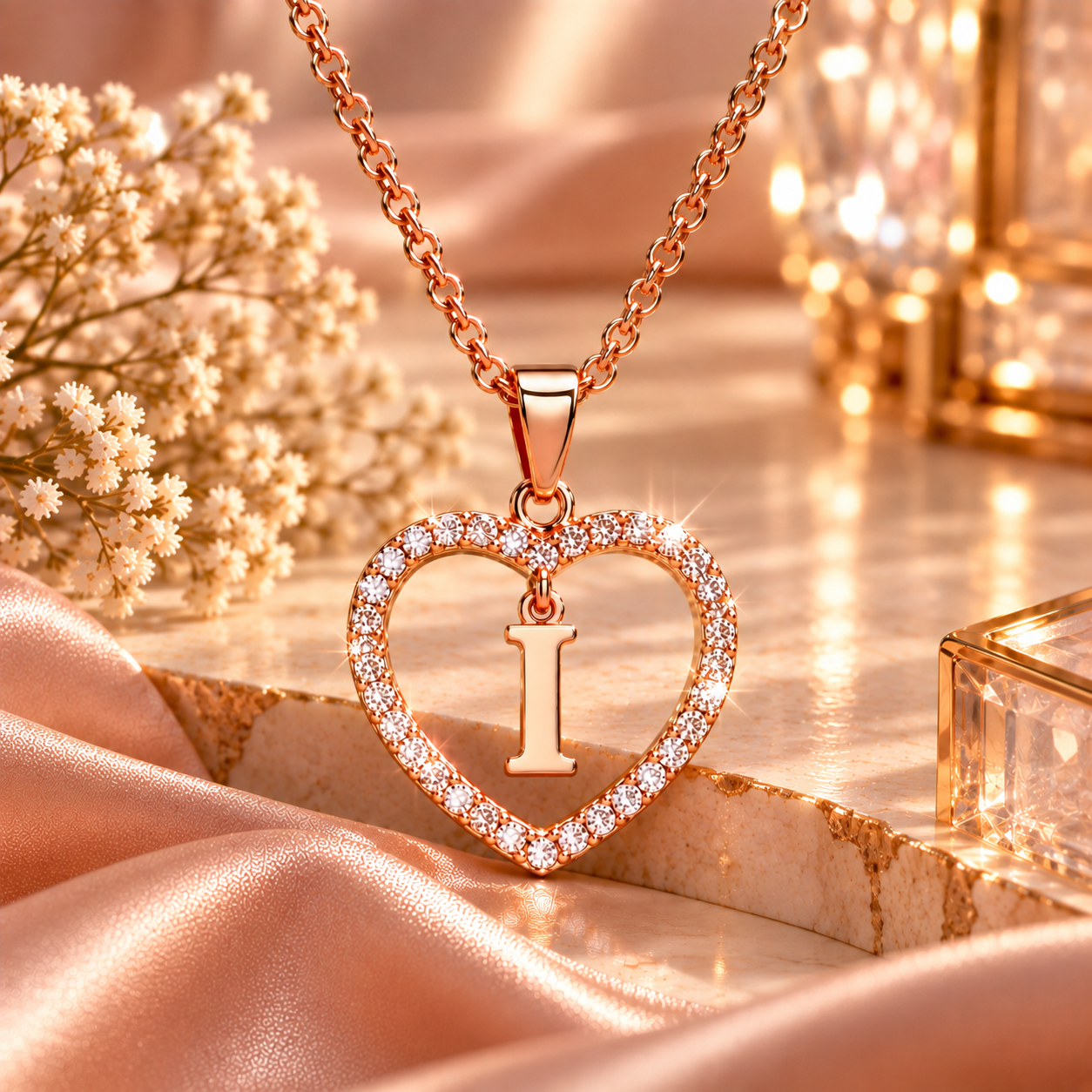 Collier Initiale Cœur Doré Femme – Acier Inoxydable