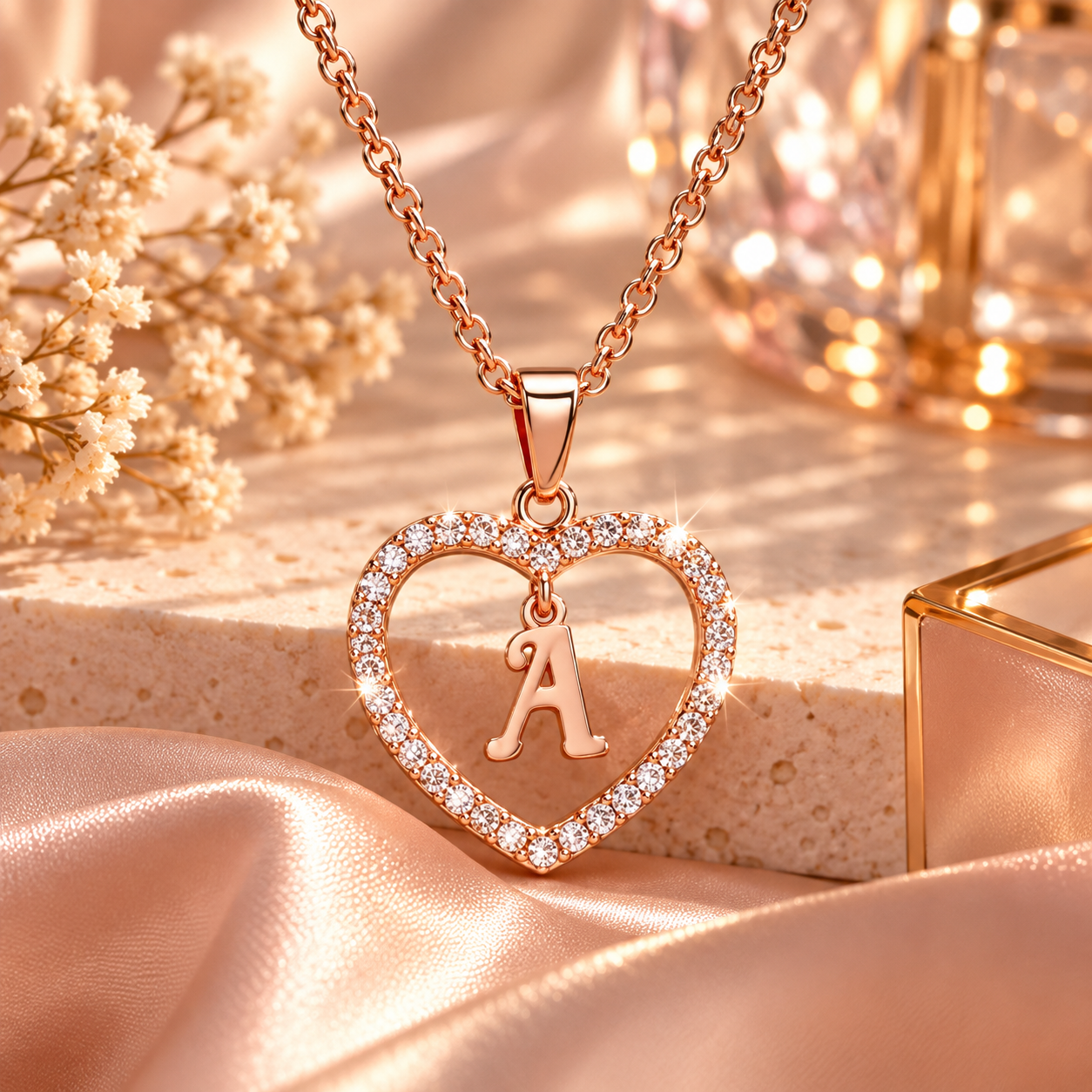 Collier Initiale Cœur Doré Femme – Acier Inoxydable
