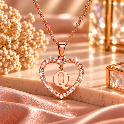 Collier Initiale Cœur Doré Femme – Acier Inoxydable
