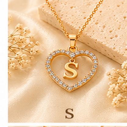 Collier Initiale Cœur Doré Femme – Acier Inoxydable