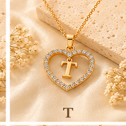Collier Initiale Cœur Doré Femme – Acier Inoxydable