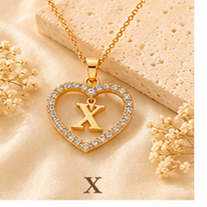 Collier Initiale Cœur Doré Femme – Acier Inoxydable