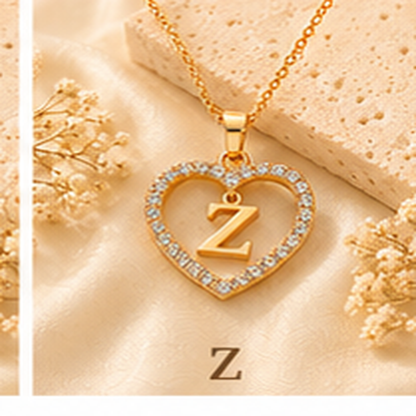 Collier Initiale Cœur Doré Femme – Acier Inoxydable