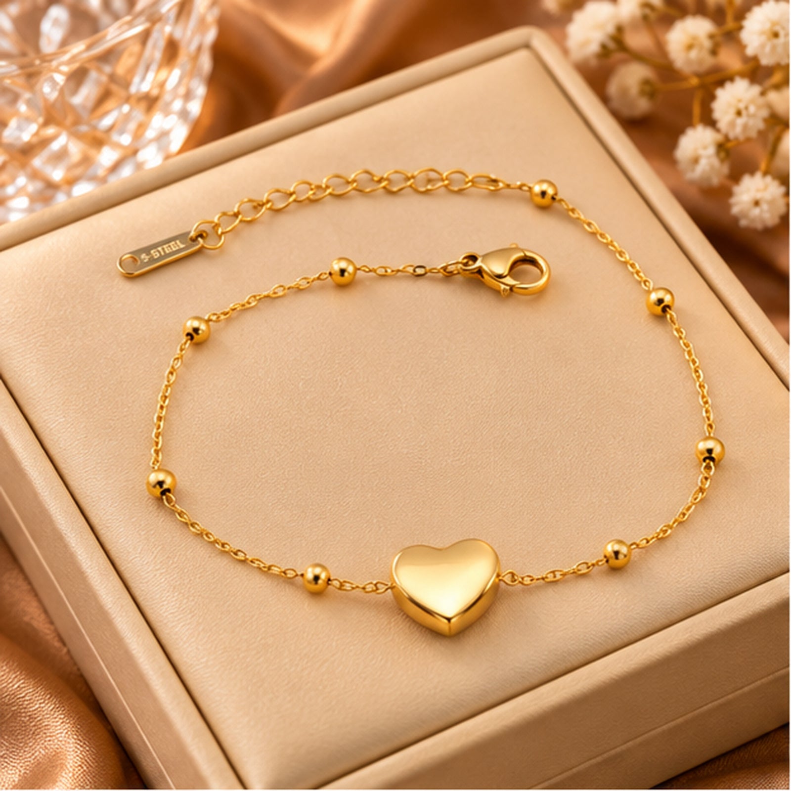 Ensemble Collier et Bracelet Cœur Doré – Bijoux Élégants Femme