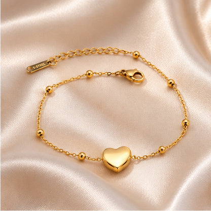 Ensemble Collier et Bracelet Cœur Doré – Bijoux Élégants Femme
