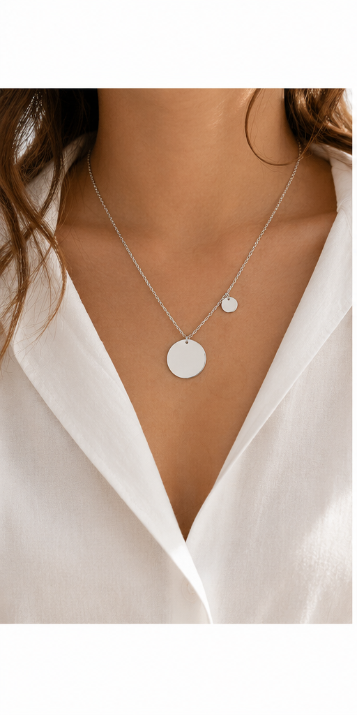 Collier Disque Personnalisable en Acier Inoxydable – Élégance Minimaliste