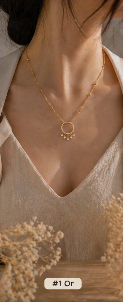 Collier Doré Zircon – Élégance Géométrique
