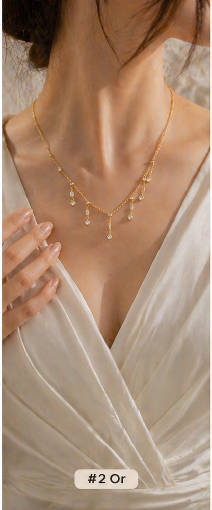 Collier Doré Zircon – Élégance Géométrique
