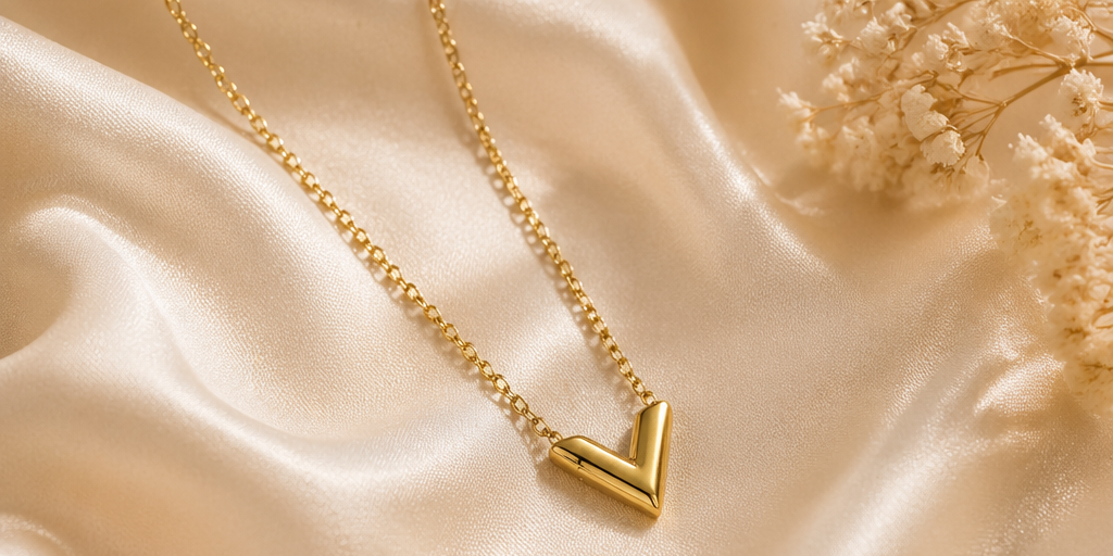 Parure V Dorée Élégance – Collier, Bracelet & Boucles d’Oreilles