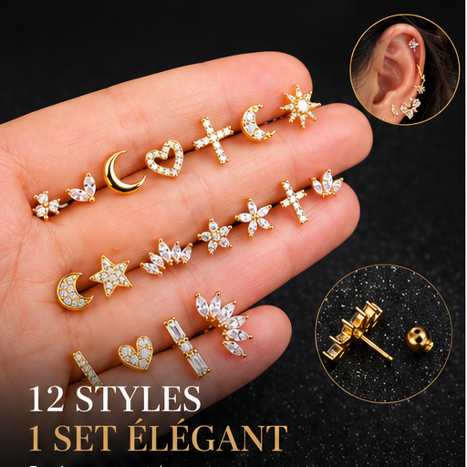 Boucles d’Oreilles Cœur Élégance – Zircon Brillant & Finition Dorée